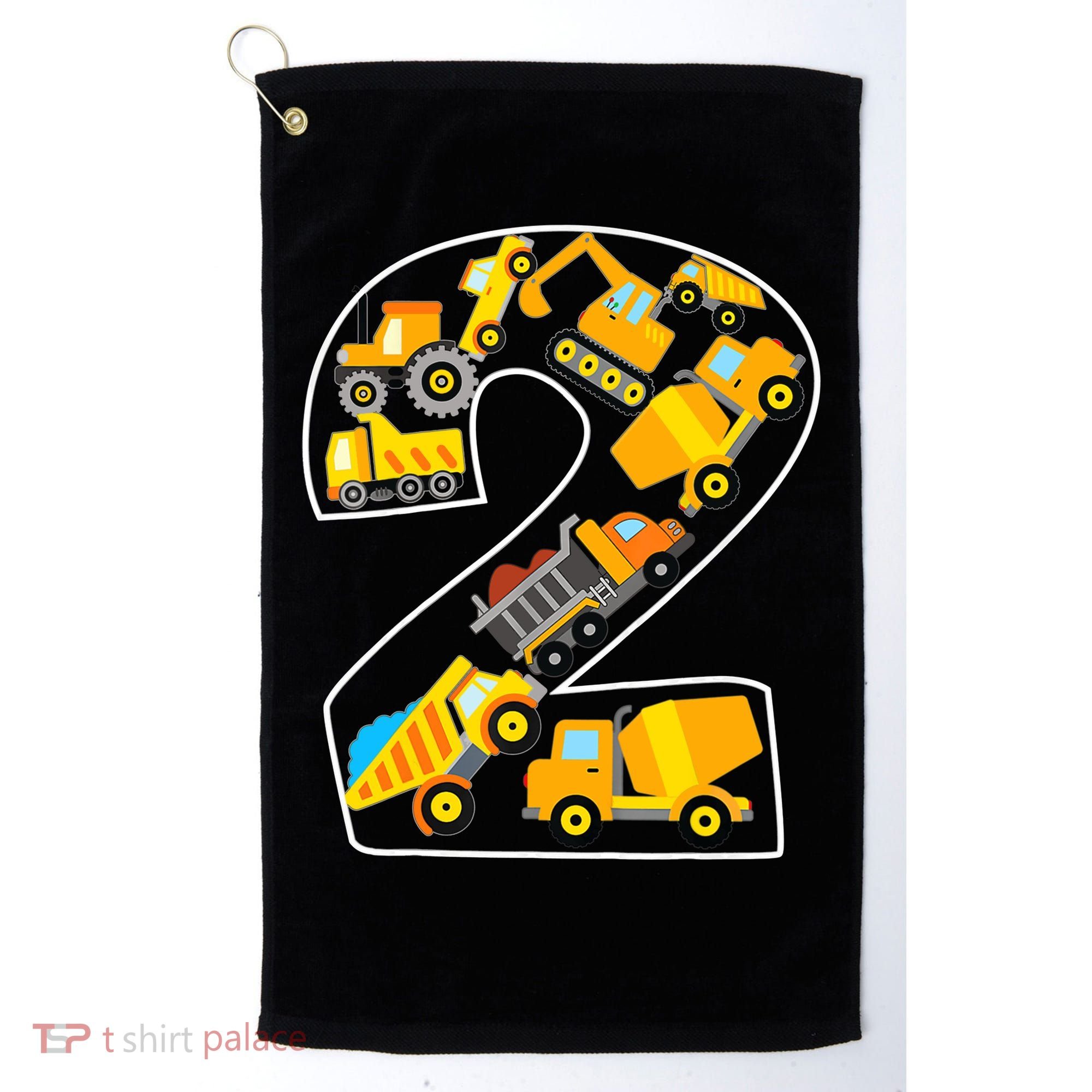 Construction Truck 2nd Birthday 2 Years Old Digger Builder Golf Towel