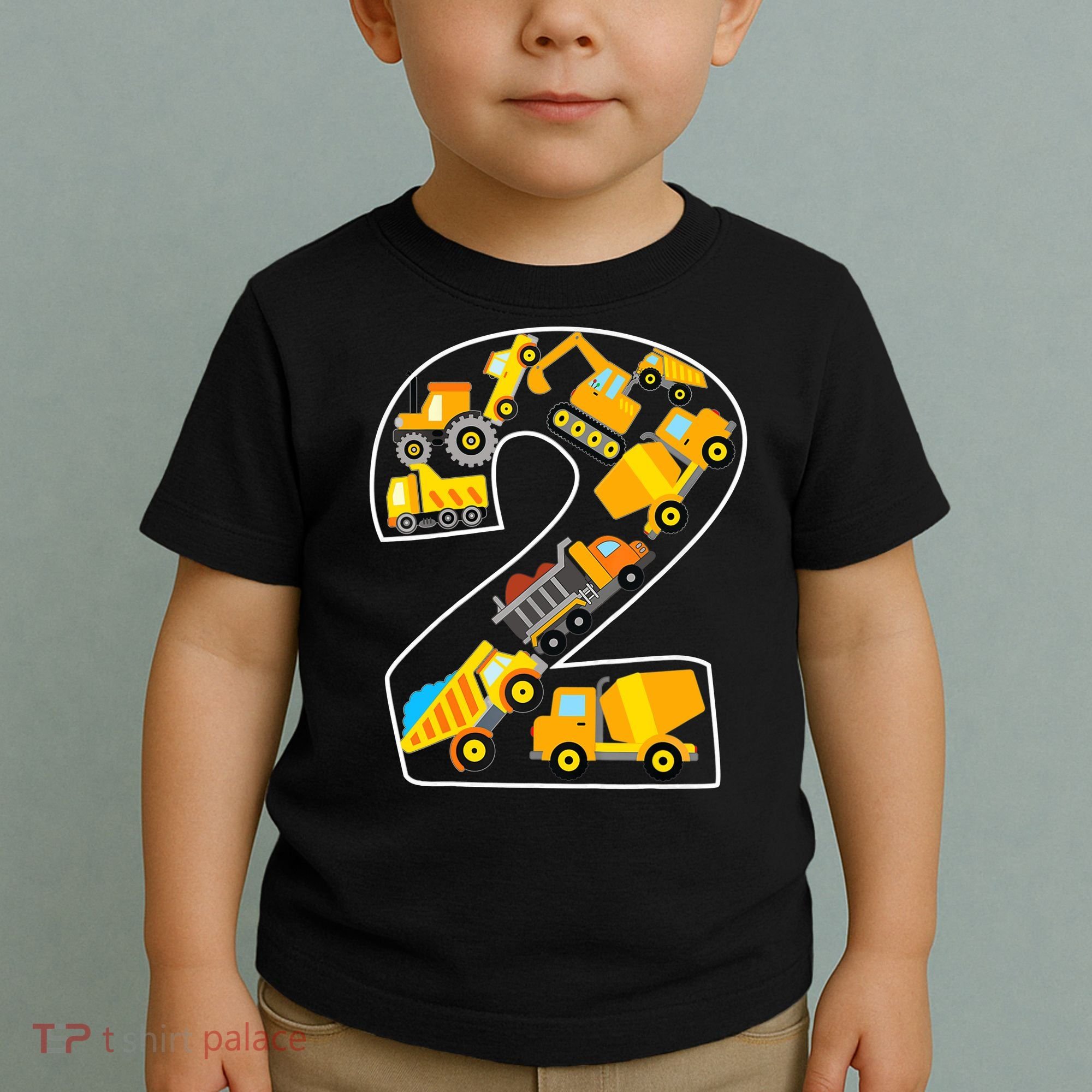 Construction Truck 2nd Birthday 2 Years Old Digger Builder Toddler T-Shirt
