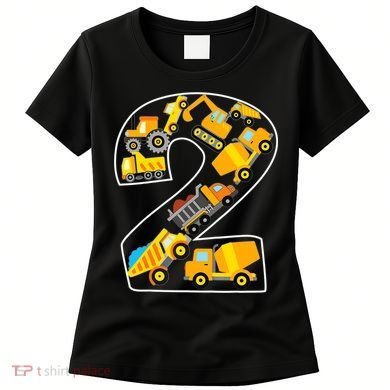 Construction Truck 2nd Birthday 2 Years Old Digger Builder Women's T-Shirt