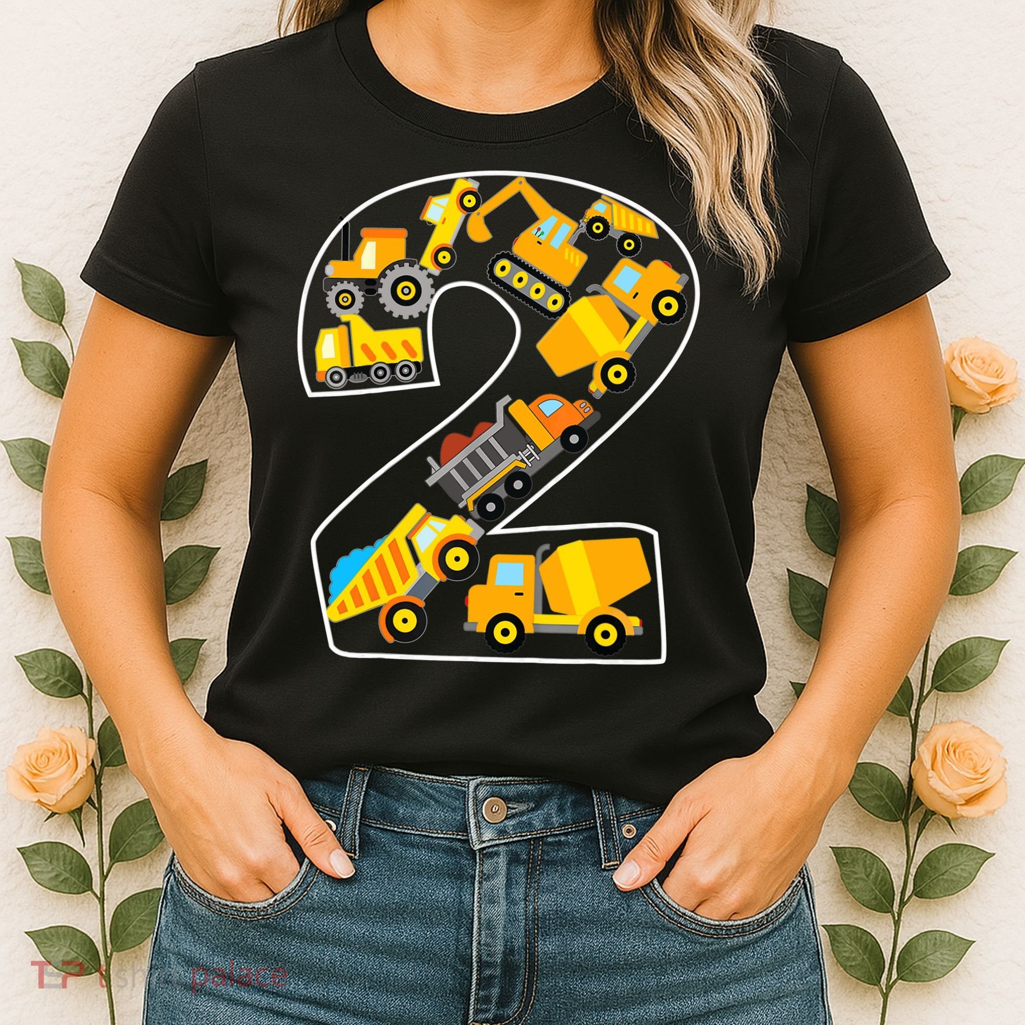 Construction Truck 2nd Birthday 2 Years Old Digger Builder Women's T-Shirt
