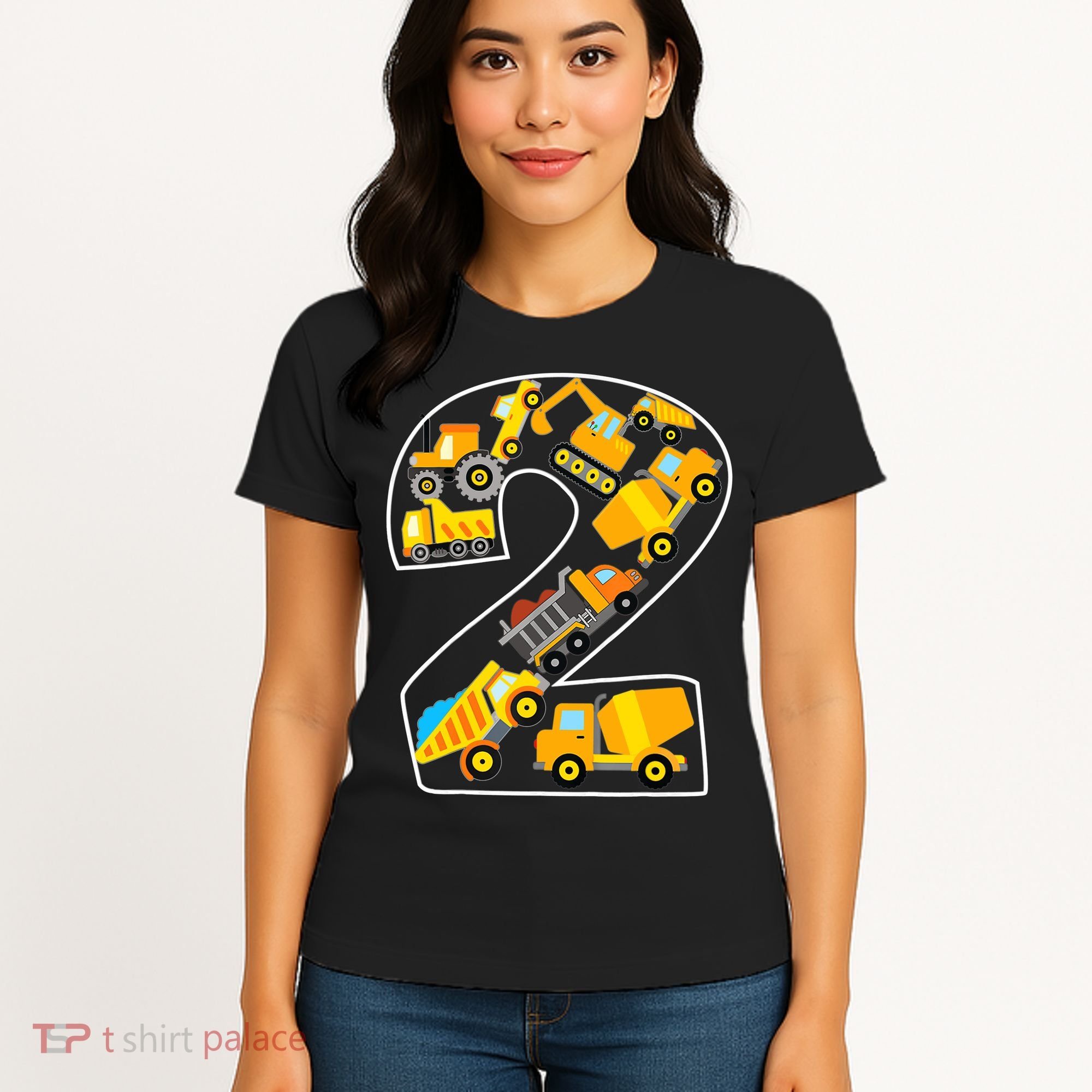 Construction Truck 2nd Birthday 2 Years Old Digger Builder Women's T-Shirt