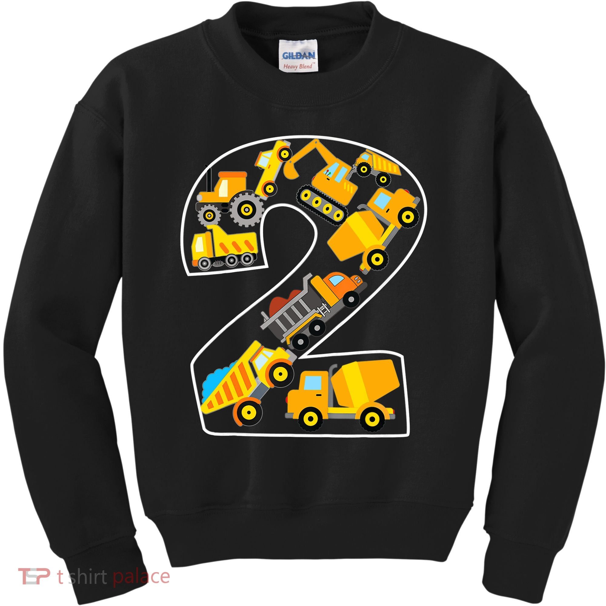 Construction Truck 2nd Birthday 2 Years Old Digger Builder Kids Sweatshirt