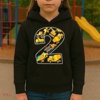 Construction Truck 2nd Birthday 2 Years Old Digger Builder Kids Hoodie thumb 3