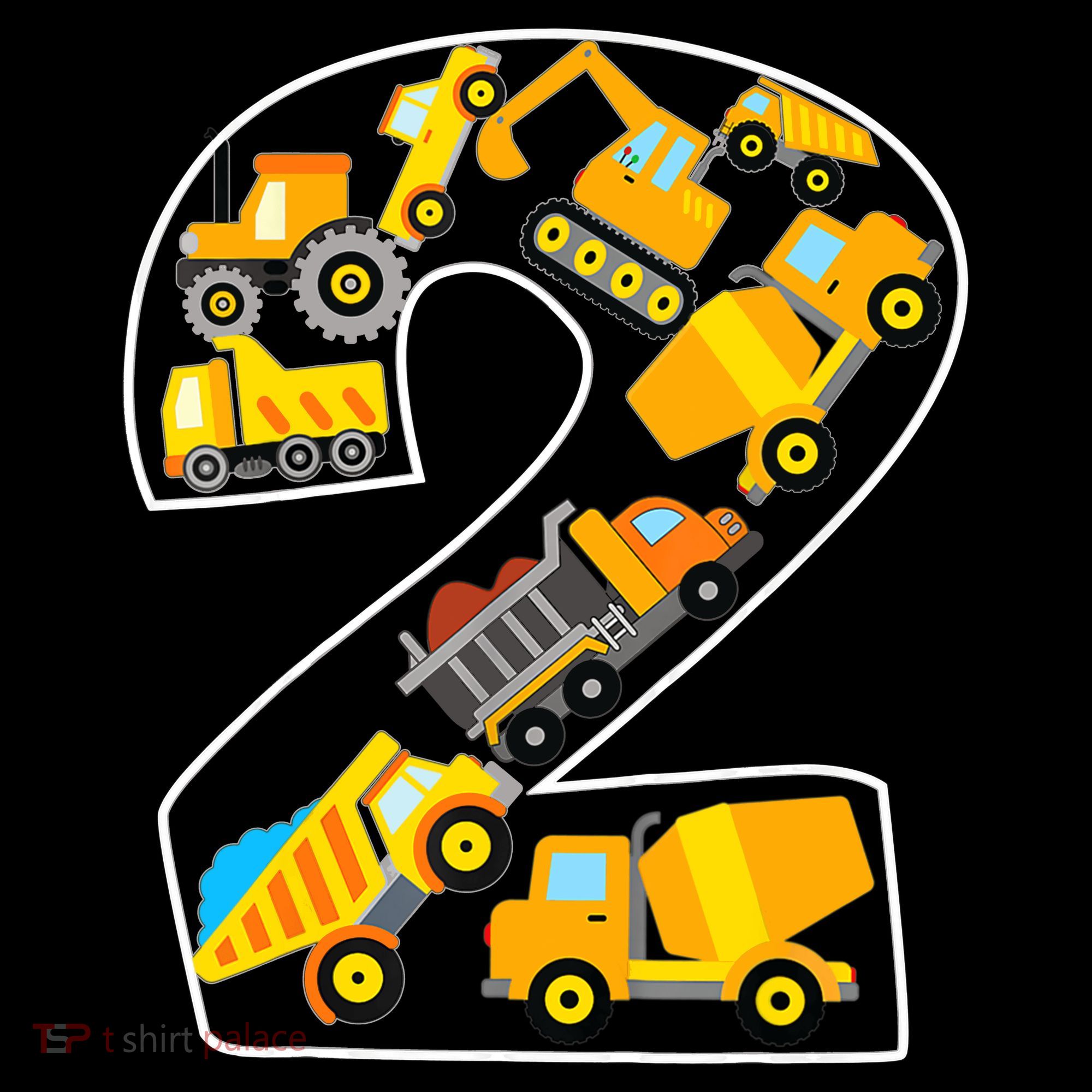 Construction Truck 2nd Birthday 2 Years Old Digger Builder Kids T-Shirt
