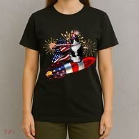 Cat Tuxedo 4th Of July Rocket With Fireworks USA Patriotic T-Shirt thumb 4