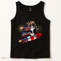 Cat Tuxedo 4th Of July Rocket With Fireworks USA Patriotic Tank Top thumb 2