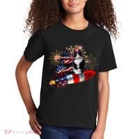 Cat Tuxedo 4th Of July Rocket With Fireworks USA Patriotic Kids T-Shirt thumb 2