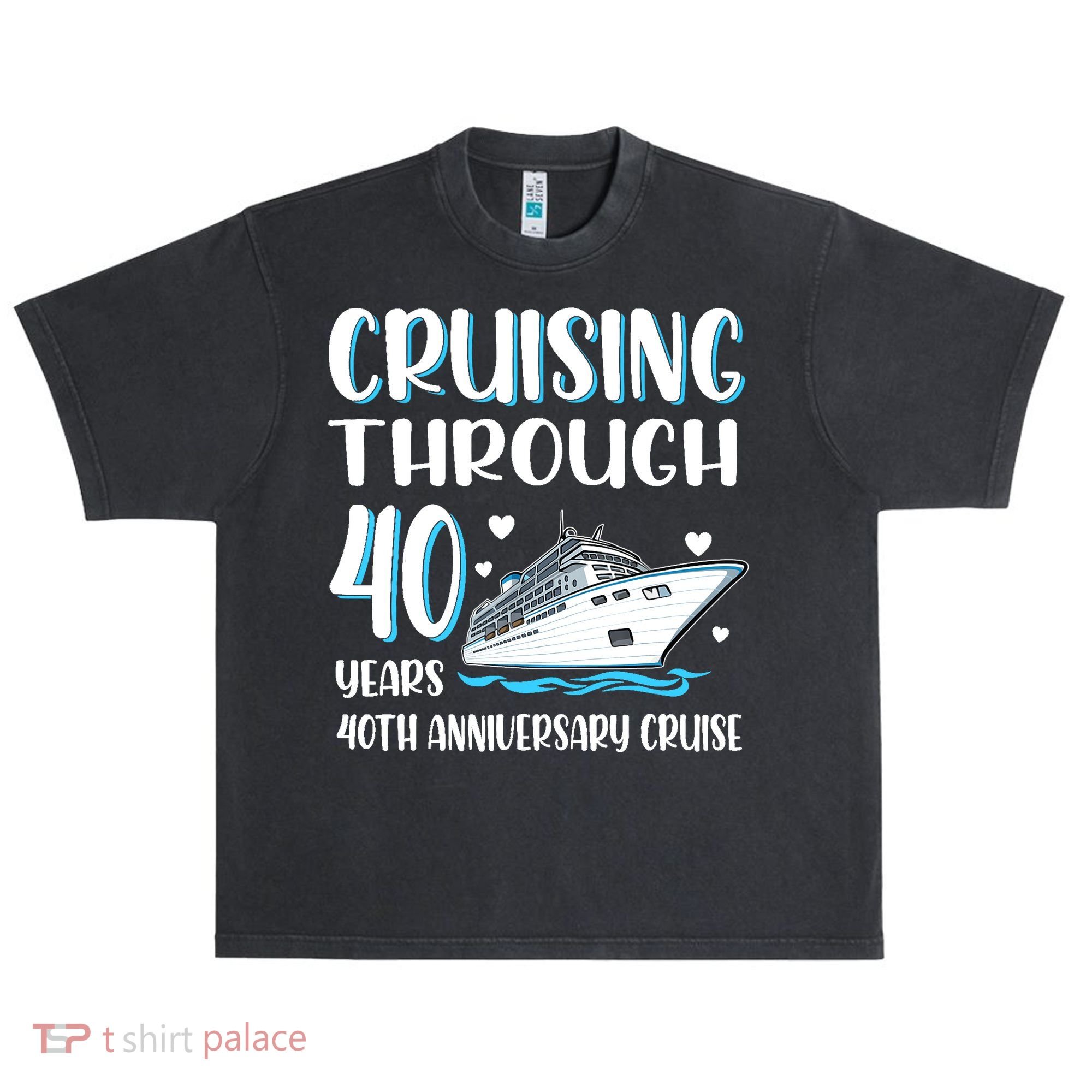 Cruising Through 40 Years 40th Anniversary Couple Cruise Urban Oversized Heavyweight T-Shirt