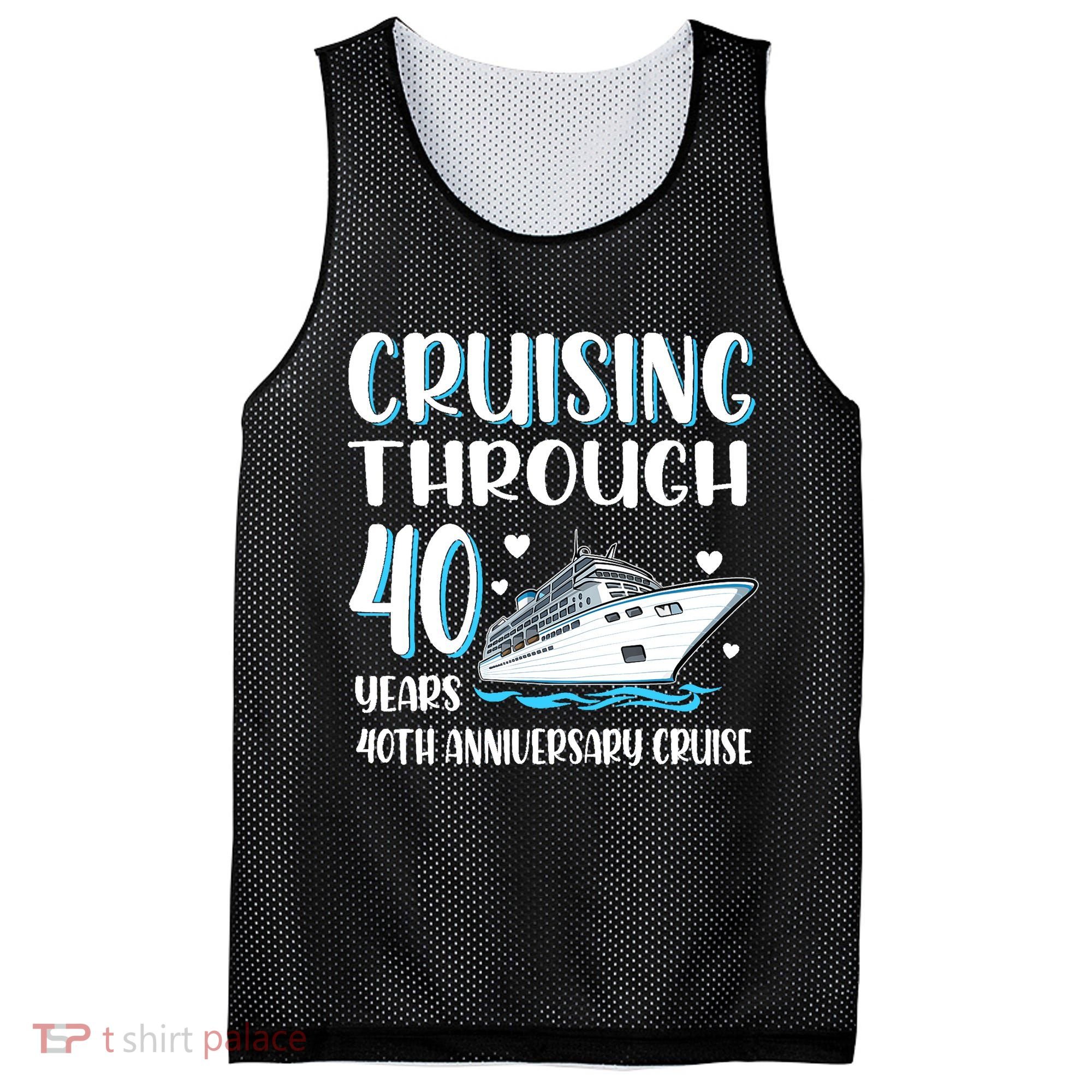 Cruising Through 40 Years 40th Anniversary Couple Cruise Mesh Reversible Basketball Jersey Tank
