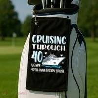 Cruising Through 40 Years 40th Anniversary Couple Cruise Golf Towel thumb 2