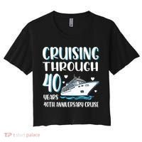 Cruising Through 40 Years 40th Anniversary Couple Cruise Women's Crop Top Tee thumb 0