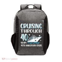 Cruising Through 40 Years 40th Anniversary Couple Cruise Vector Backpack thumb 0