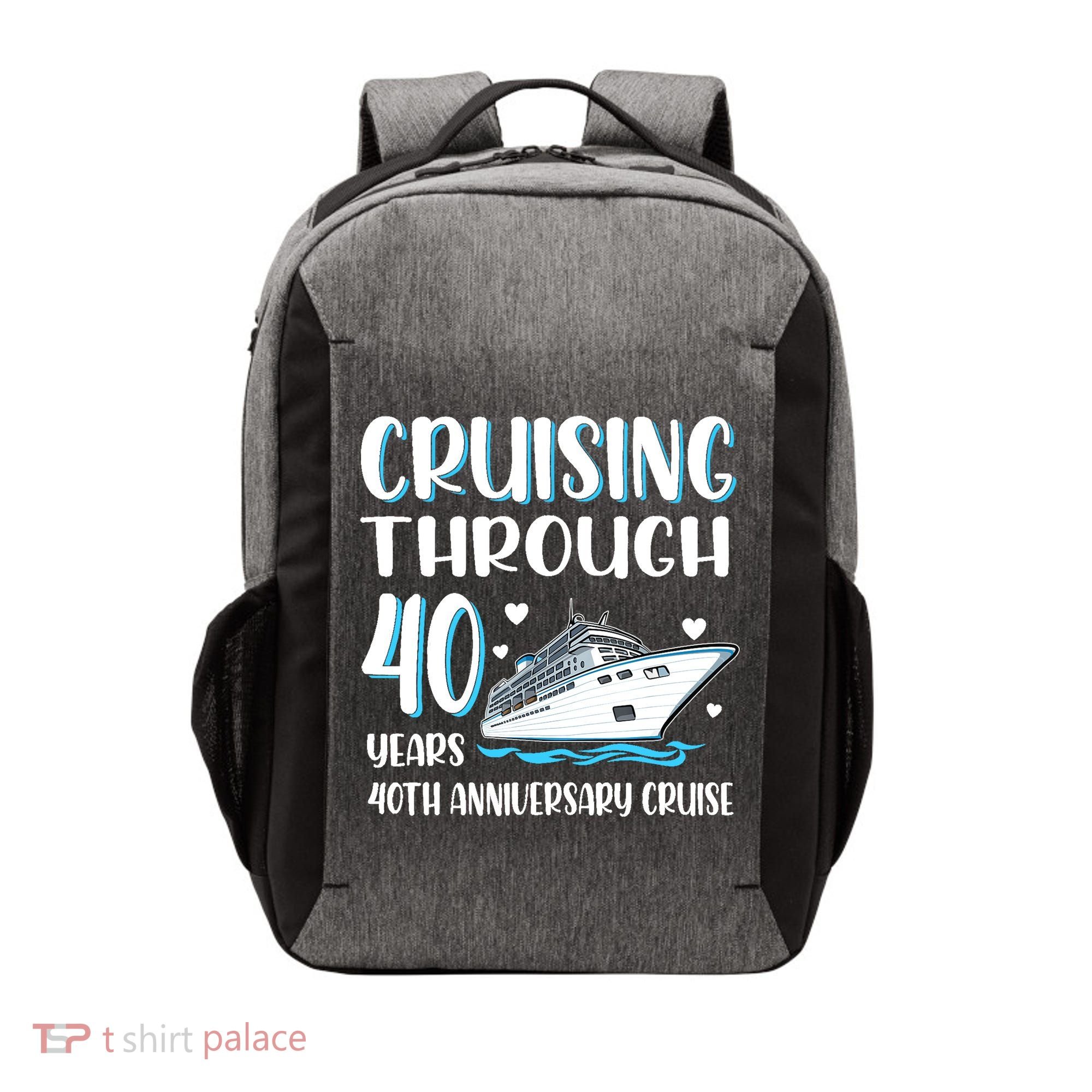 Cruising Through 40 Years 40th Anniversary Couple Cruise Vector Backpack