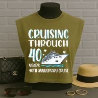 Cruising Through 40 Years 40th Anniversary Couple Cruise Garment-Dyed Women's Muscle Tee thumb 3
