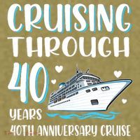 Cruising Through 40 Years 40th Anniversary Couple Cruise Garment-Dyed Women's Muscle Tee thumb 6