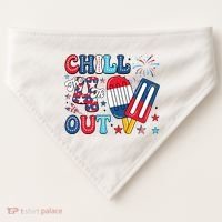 Chill The 4th Out American Flag Patriotic Freedom USA-Made Doggie Bandana thumb 0
