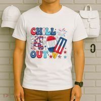 Chill The 4th Out American Flag Patriotic Freedom T-Shirt thumb 6