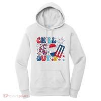 Chill The 4th Out American Flag Patriotic Freedom Women's Hoodie thumb 0