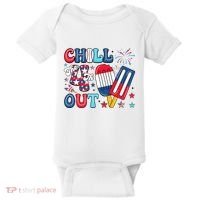 Chill The 4th Out American Flag Patriotic Freedom Baby Bodysuit thumb 0