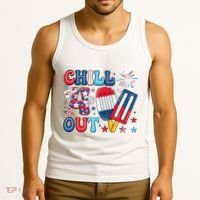 Chill The 4th Out American Flag Patriotic Freedom Tank Top thumb 3