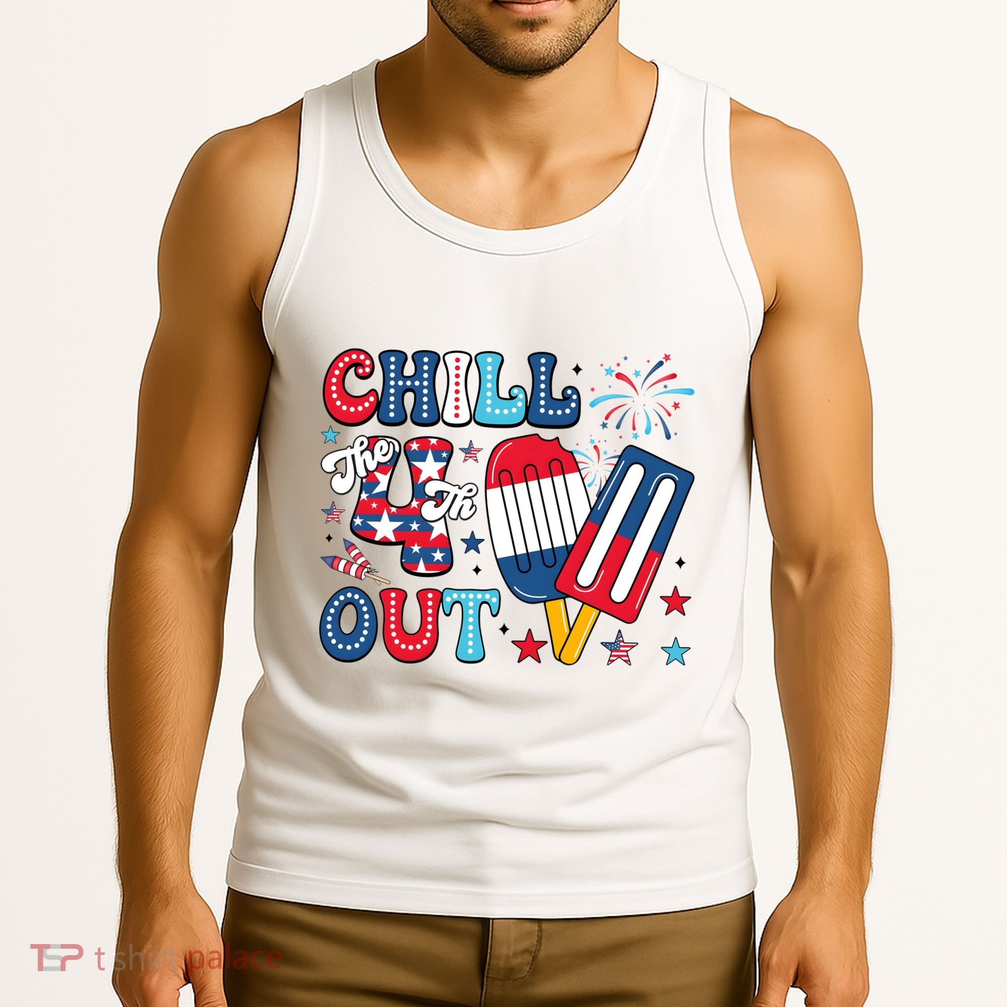 Chill The 4th Out American Flag Patriotic Freedom Tank Top