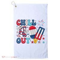 Chill The 4th Out American Flag Patriotic Freedom Golf Towel thumb 0