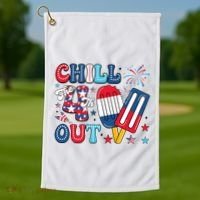 Chill The 4th Out American Flag Patriotic Freedom Golf Towel thumb 1