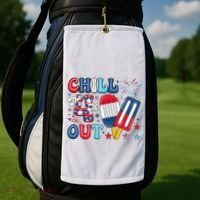 Chill The 4th Out American Flag Patriotic Freedom Golf Towel thumb 2