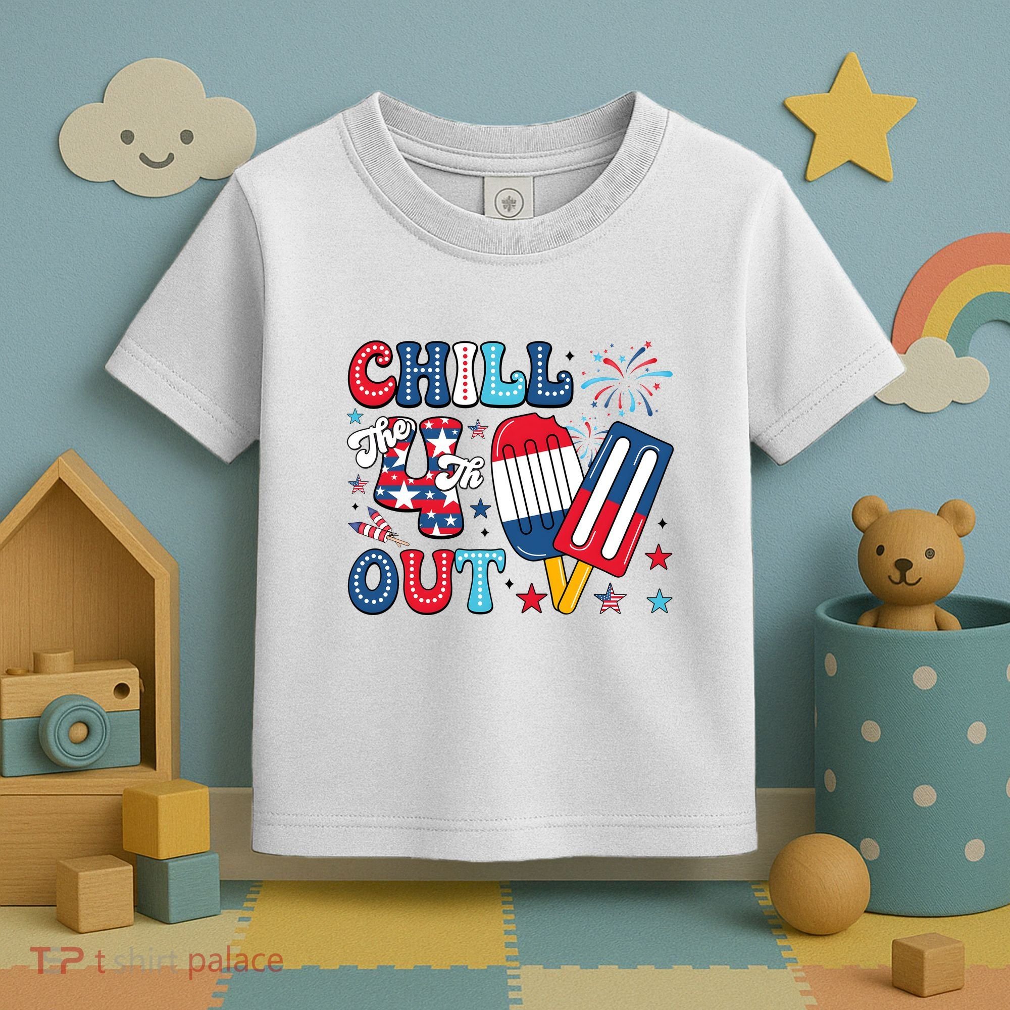 Chill The 4th Out American Flag Patriotic Freedom Toddler T-Shirt