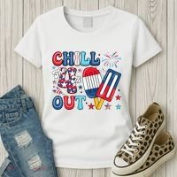 Chill The 4th Out American Flag Patriotic Freedom Women's T-Shirt thumb 3