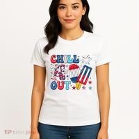 Chill The 4th Out American Flag Patriotic Freedom Women's T-Shirt thumb 4