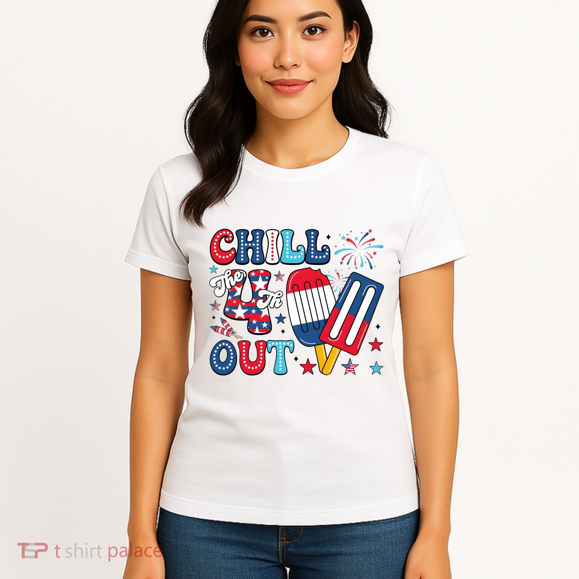 Chill The 4th Out American Flag Patriotic Freedom Women's T-Shirt
