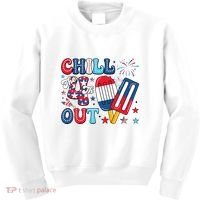 Chill The 4th Out American Flag Patriotic Freedom Kids Sweatshirt thumb 0