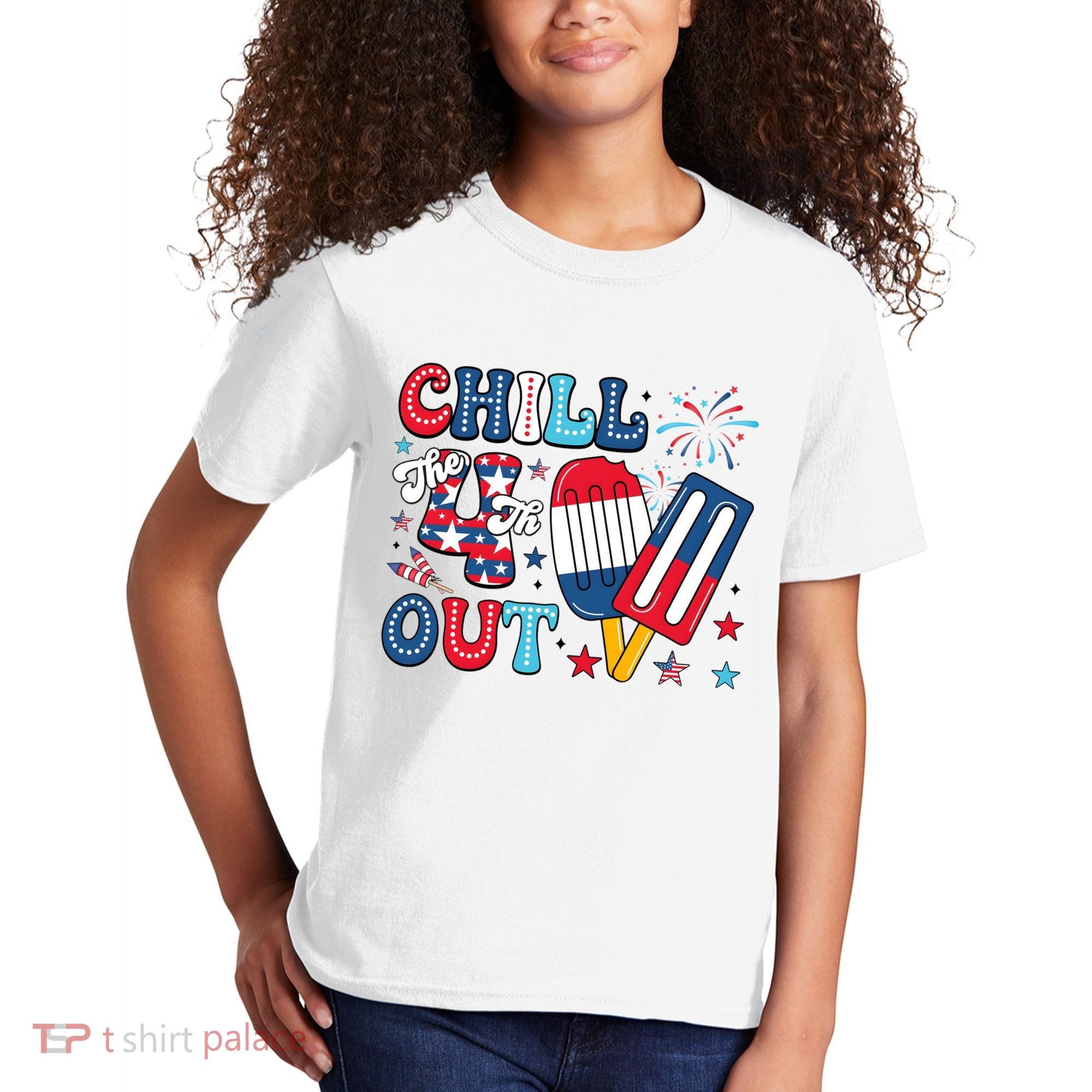 Chill The 4th Out American Flag Patriotic Freedom Kids T-Shirt