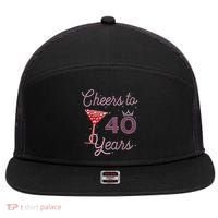 Cheers To 40 Years 40th Birthday 40 Years Old Bday 7 Panel Mesh Trucker Snapback Hat thumb 0
