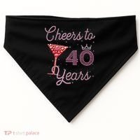 Cheers To 40 Years 40th Birthday 40 Years Old Bday USA-Made Doggie Bandana thumb 0