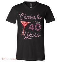 Cheers To 40 Years 40th Birthday 40 Years Old Bday V-Neck T-Shirt thumb 0