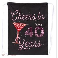 Cheers To 40 Years 40th Birthday 40 Years Old Bday Drawstring Bag thumb 0