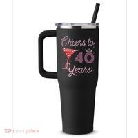Cheers To 40 Years 40th Birthday 40 Years Old Bday 40oz Vacuum Insulated Stainless Steel Travel Tumbler thumb 2