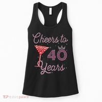 Cheers To 40 Years 40th Birthday 40 Years Old Bday Women's Tank Top thumb 0