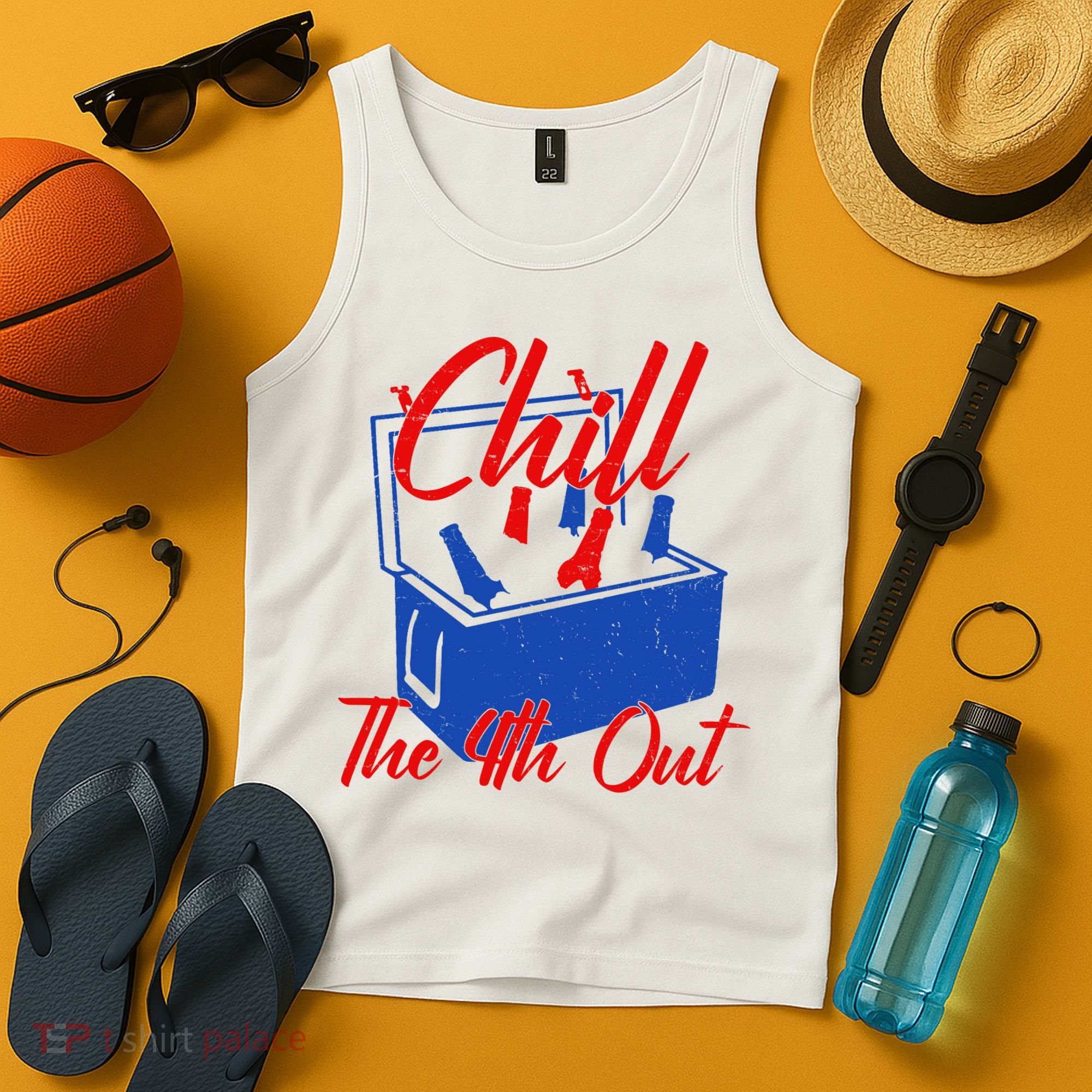 Chill The 4th Out Funny Fourth Of July Beer Cooler Tank Top