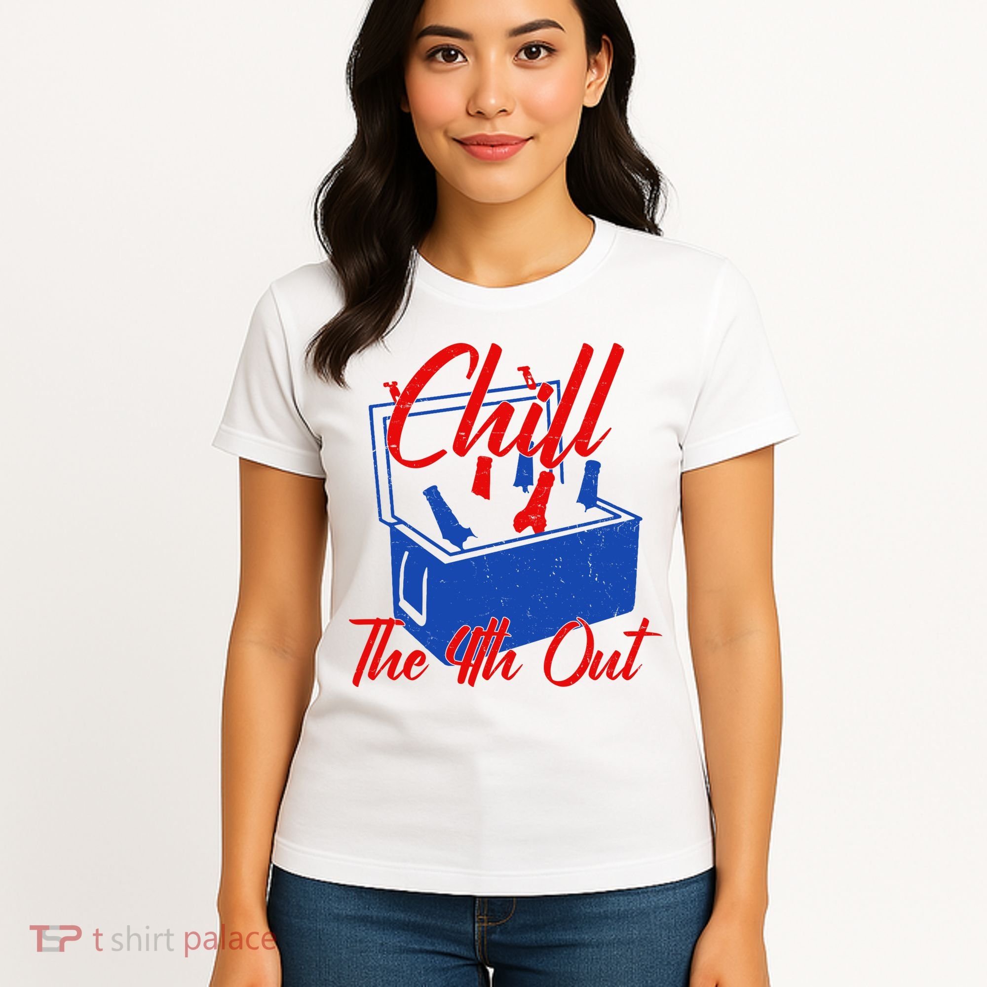 Chill The 4th Out Funny Fourth Of July Beer Cooler Women's T-Shirt