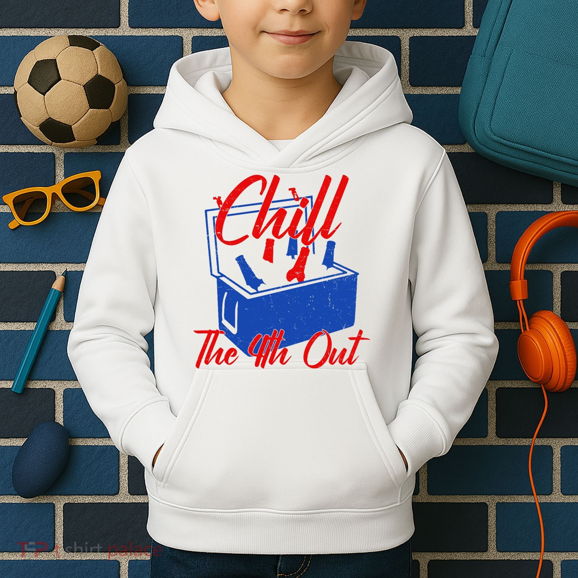 Chill The 4th Out Funny Fourth Of July Beer Cooler Kids Hoodie