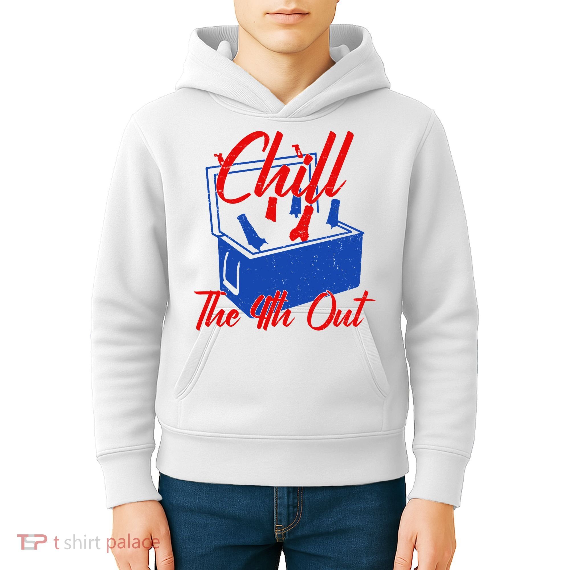 Chill The 4th Out Funny Fourth Of July Beer Cooler Kids Hoodie