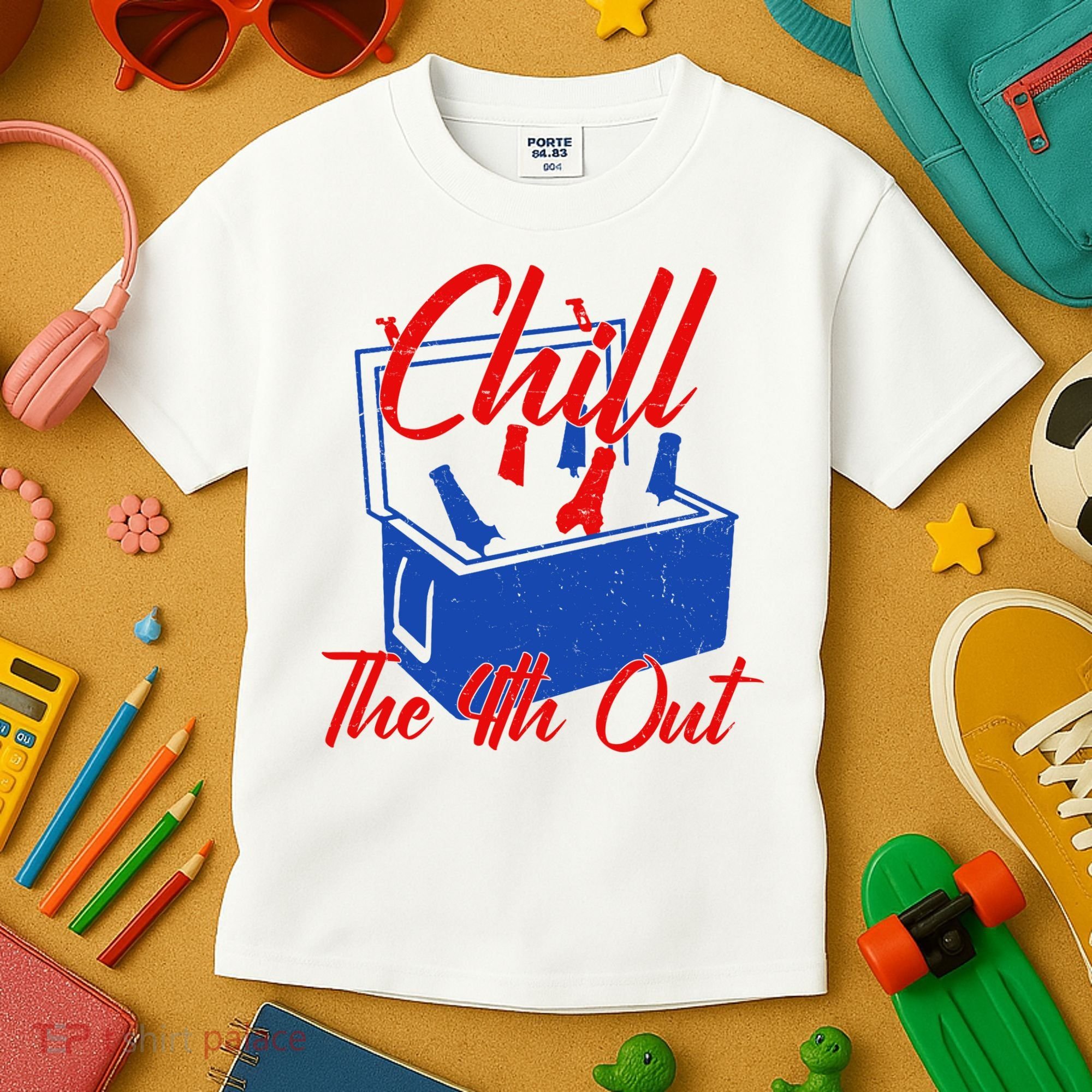 Chill The 4th Out Funny Fourth Of July Beer Cooler Kids T-Shirt