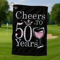 Cheers To 50 Years 1972 50Th Birthday Gift For Womens Golf Towel thumb 1