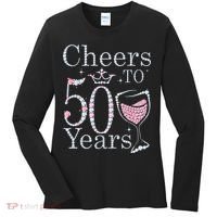 Cheers To 50 Years 1972 50Th Birthday Gift For Womens Women's Long Sleeve Shirt thumb 0