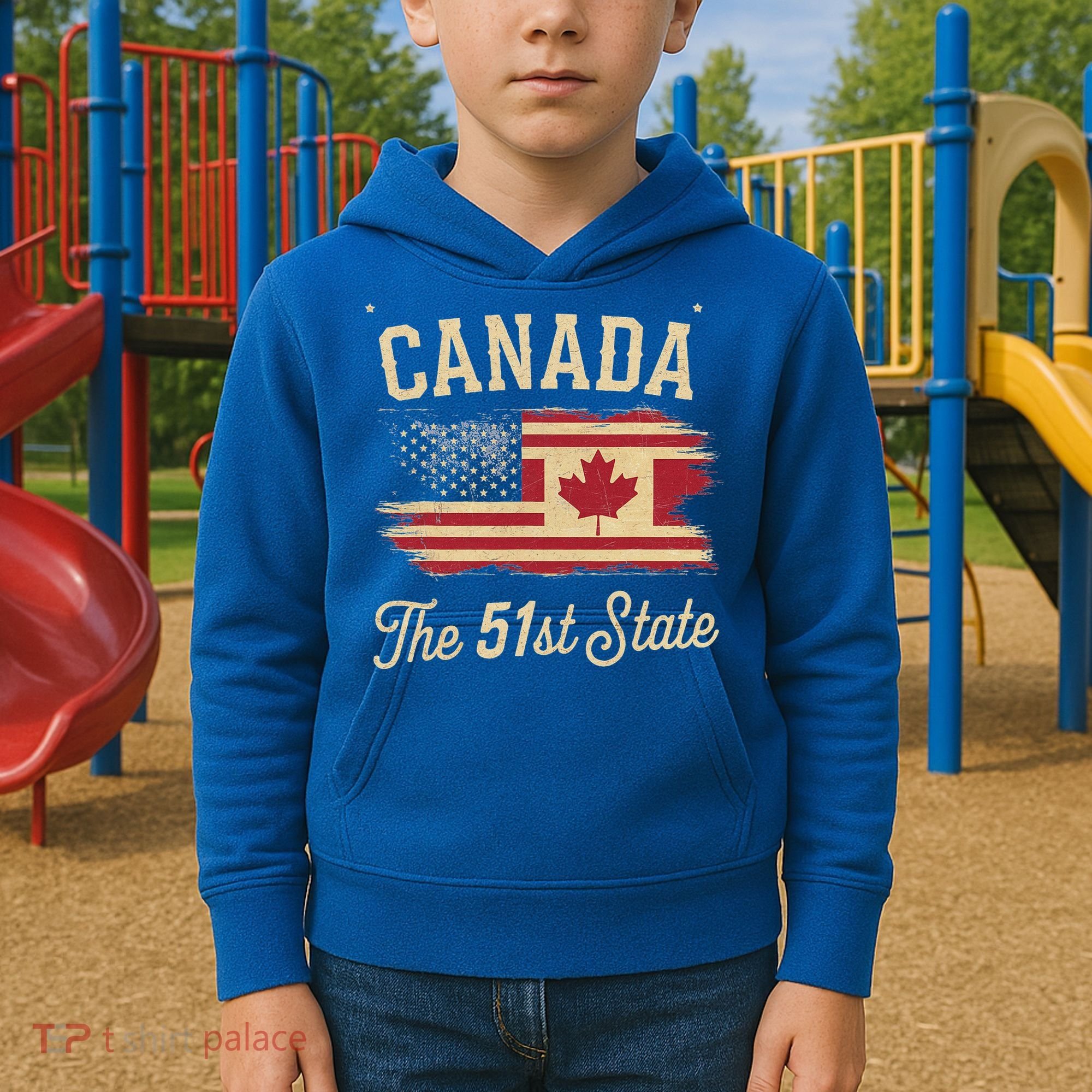 Canada The 51 State Trump Canada U.S State Kids Hoodie