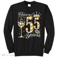 Cheers To 55 Years Old Happy 55th Birthday Queen Drink Wine Sweatshirt thumb 0