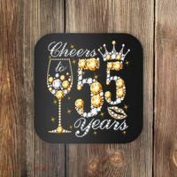 Cheers To 55 Years Old Happy 55th Birthday Queen Drink Wine Coaster thumb 0